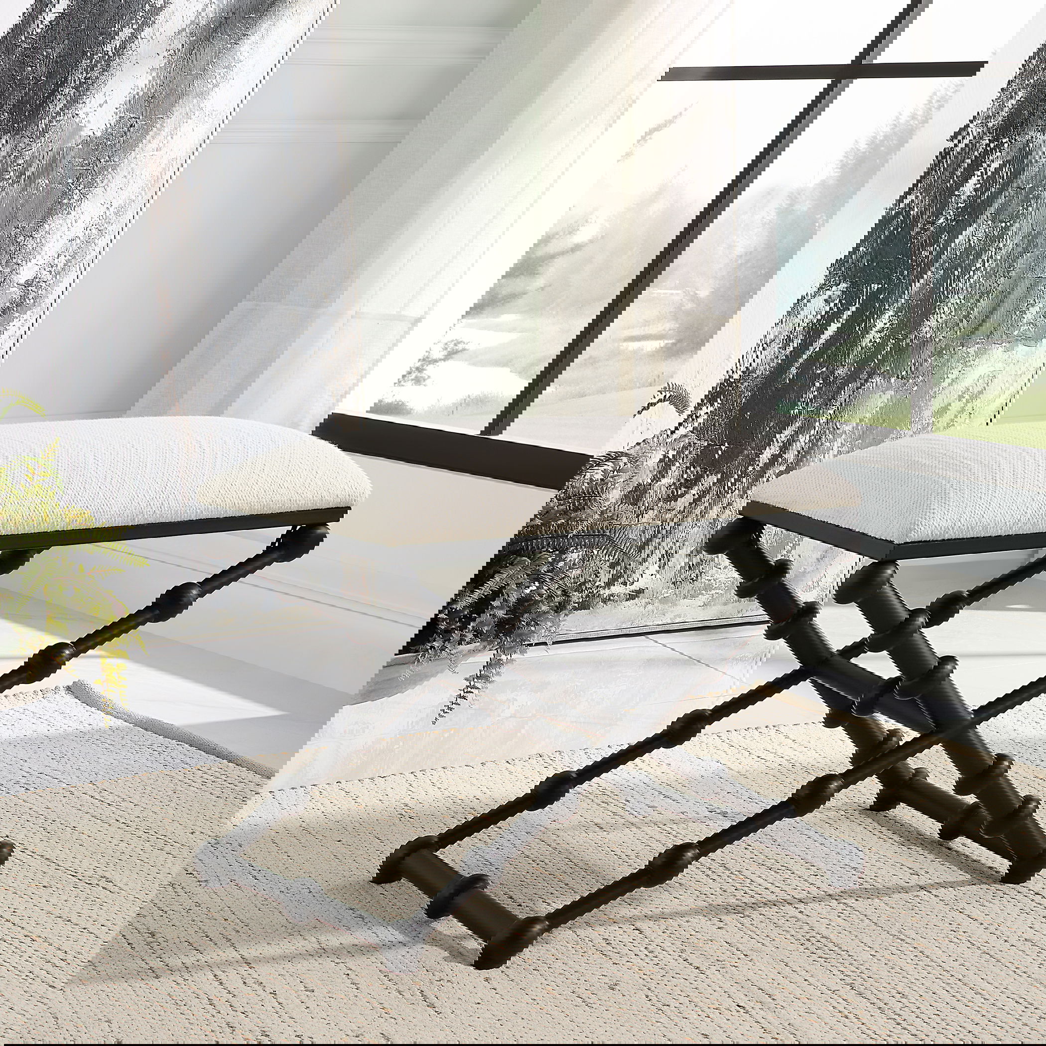 Iron Drops Small Bench, Furniture by Uttermost, 24" width x 19.5" height x 16" depth View 2