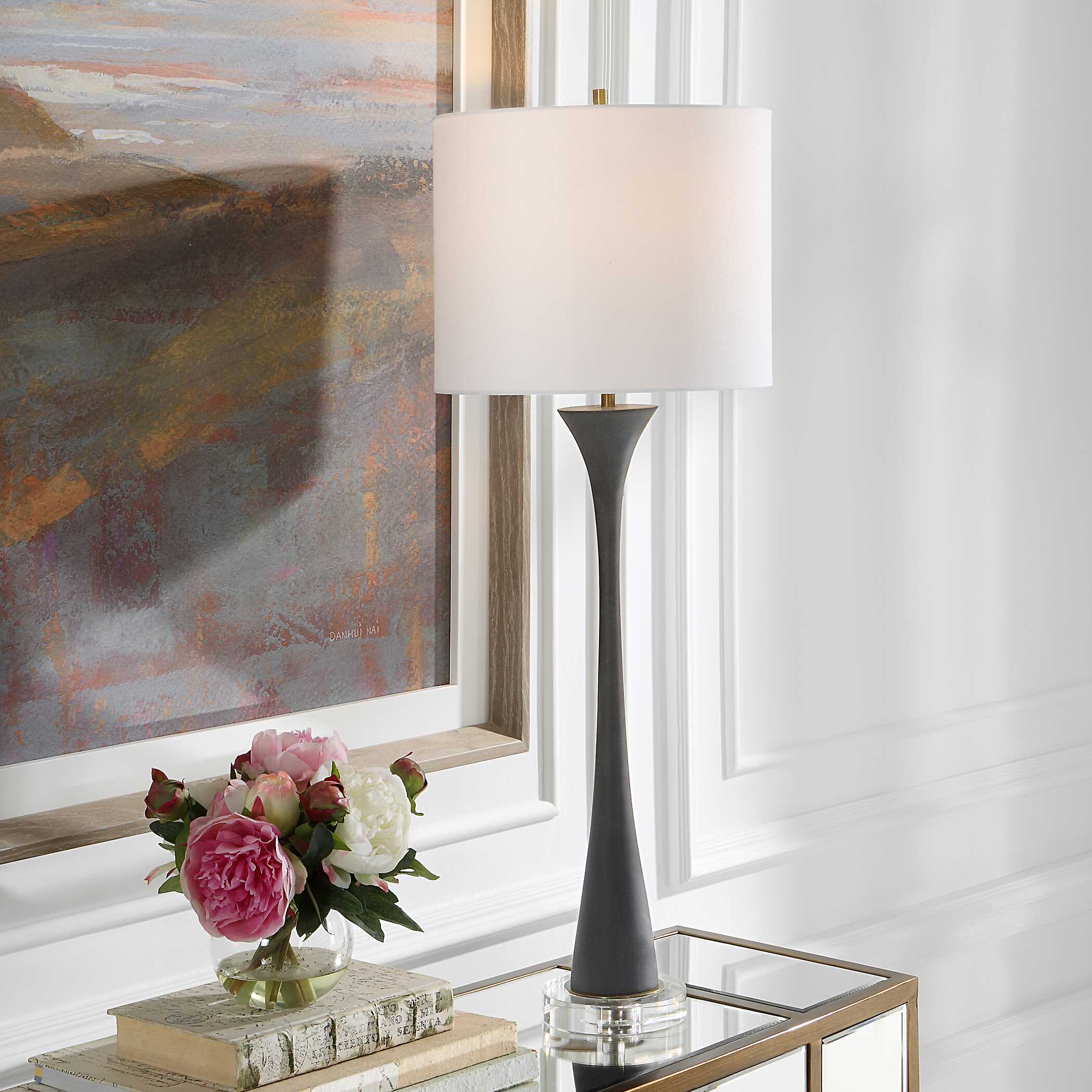 Fountain Black Stone Buffet Lamp large image 