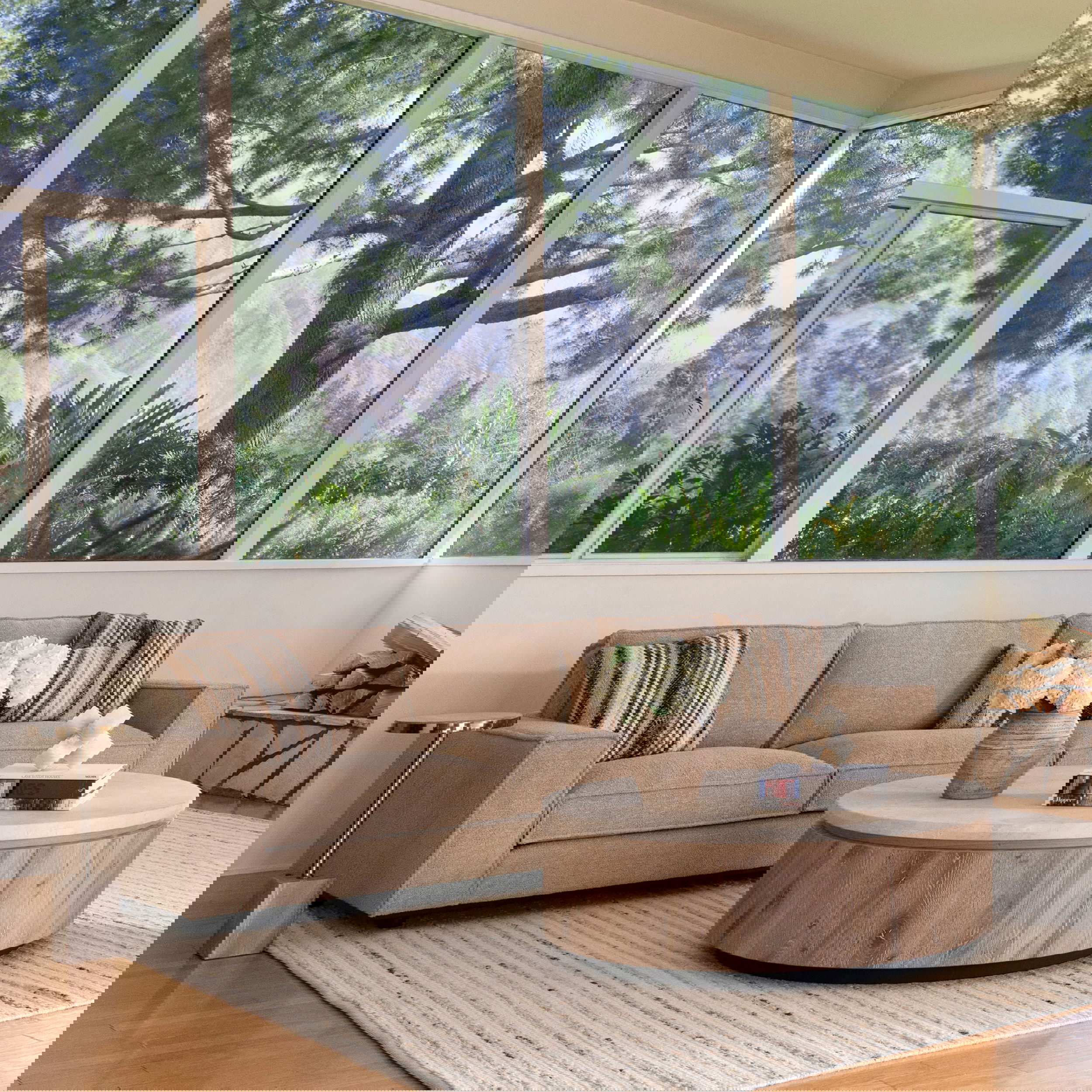 Canyon Coffee Table Natural, by Dovetail, 48" width x 16" height x 48" diameter x 48" depth View 4