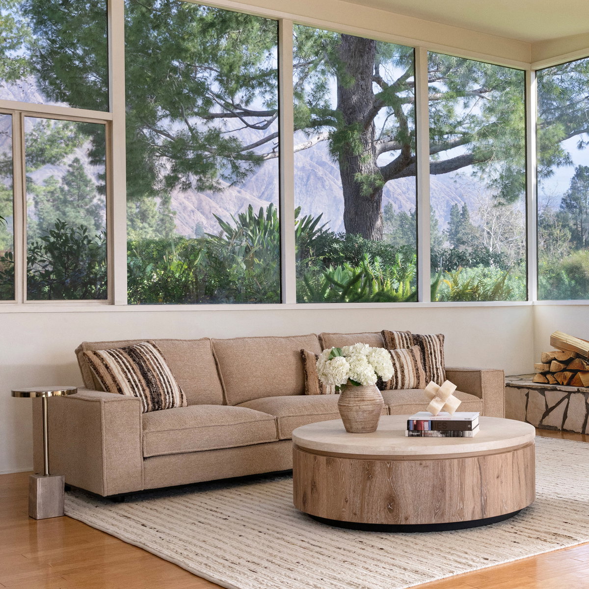 Canyon Coffee Table Natural, by Dovetail, 48" width x 16" height x 48" diameter x 48" depth View 4