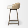 Monmouth Low Back 30in Seat Bar Stool | Cream Fabric with Brown Wood, Counter & Bar Stool by Mercana, 20.5" length x 21" width x 35.75" height thumbnail 4
