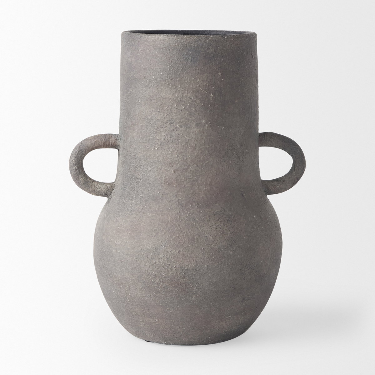 Armani 10.4H Brown-Gray Double Ear Ceramic Vase, by Mercana, 8.07" length x 6.3" width x 10.43" height View 6