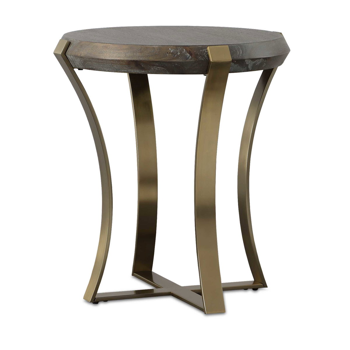 Unite Brass Leg Wood Side Table, Side & End Table by Uttermost, 22.5" width x 24" height x 22.5" depth View 1