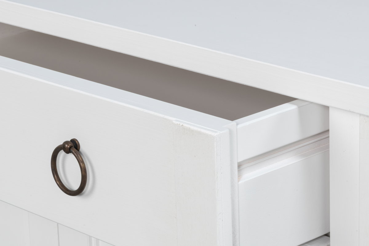 Center Media Base  Cortina White, by Sarreid, 1'8" length x 5'2" width x 3'1" height View 5