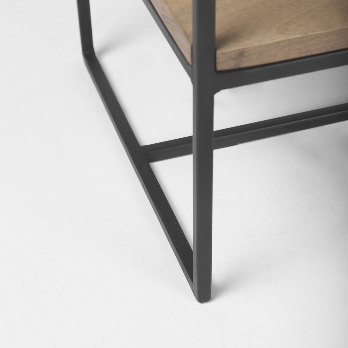 Morris 19.75 L x 15.0W x 72.5H Beige Wood with Black Metal Frame 4-Tier Shelving Unit, Shelving & Bookcase by Mercana, 19.75" length x 15" width x 72.5" height View 12