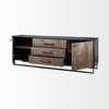 Alvin 82x20 Brown Solid Wood With Black Metal Frame 3 Drawer 2 Cabinet Door Sideboard, Sideboards & Buffet by Mercana, 82" length x 20" width x 30" height thumbnail 9