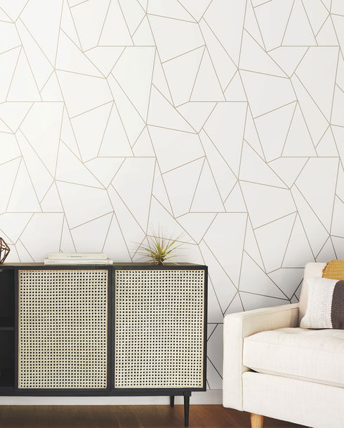 Nazca White & Gold Wallpaper