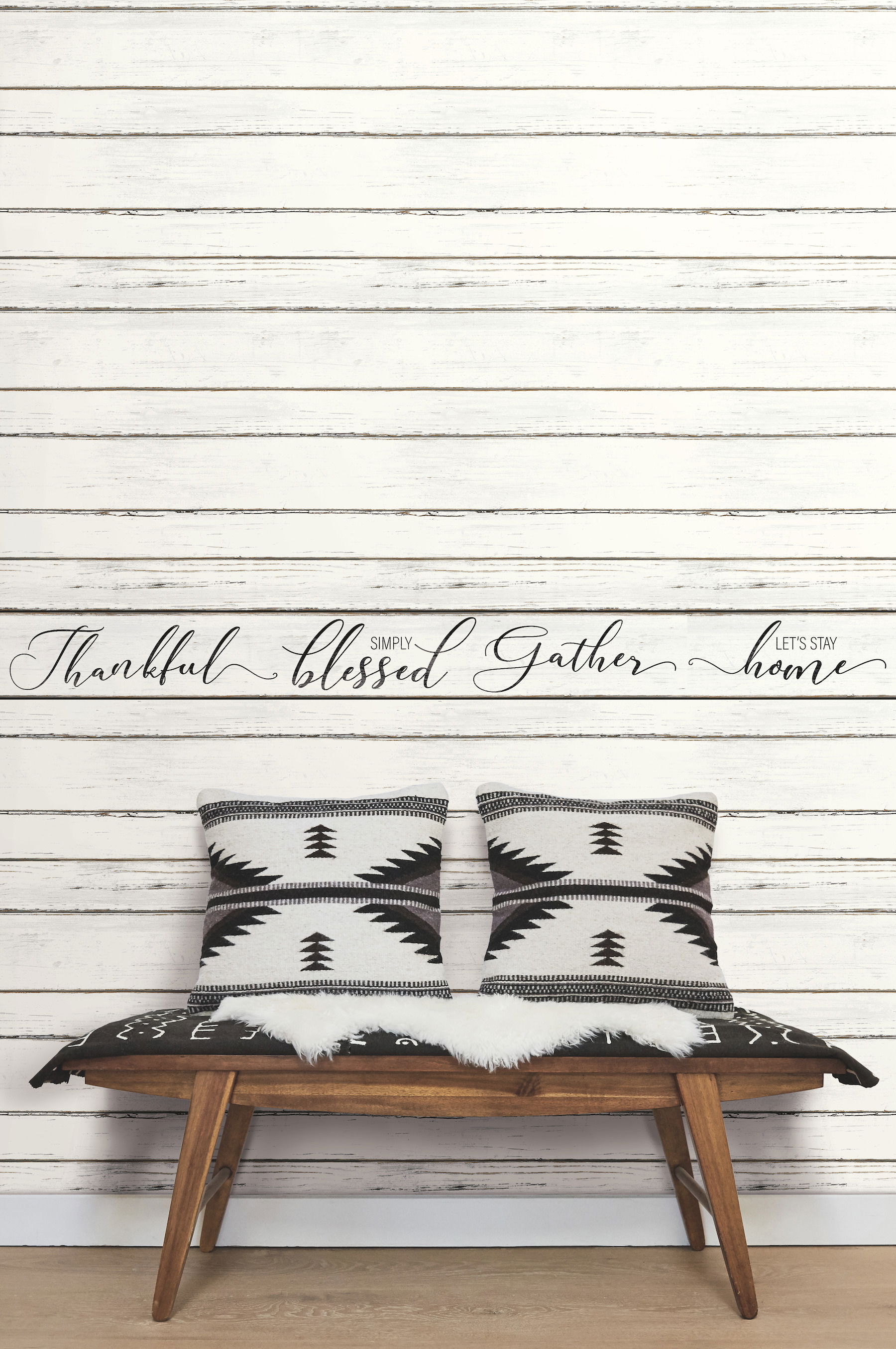 Shiplap Planks White Wallpaper large image 