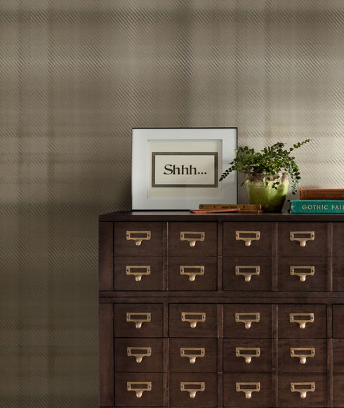 Sterling Plaid Beige Wallpaper