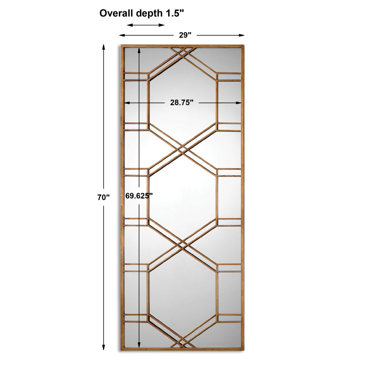 Kennis Gold Leaf Leaner Mirror, Floor Mirror by Uttermost, 29" width x 70" height x 1.5" depth View 3
