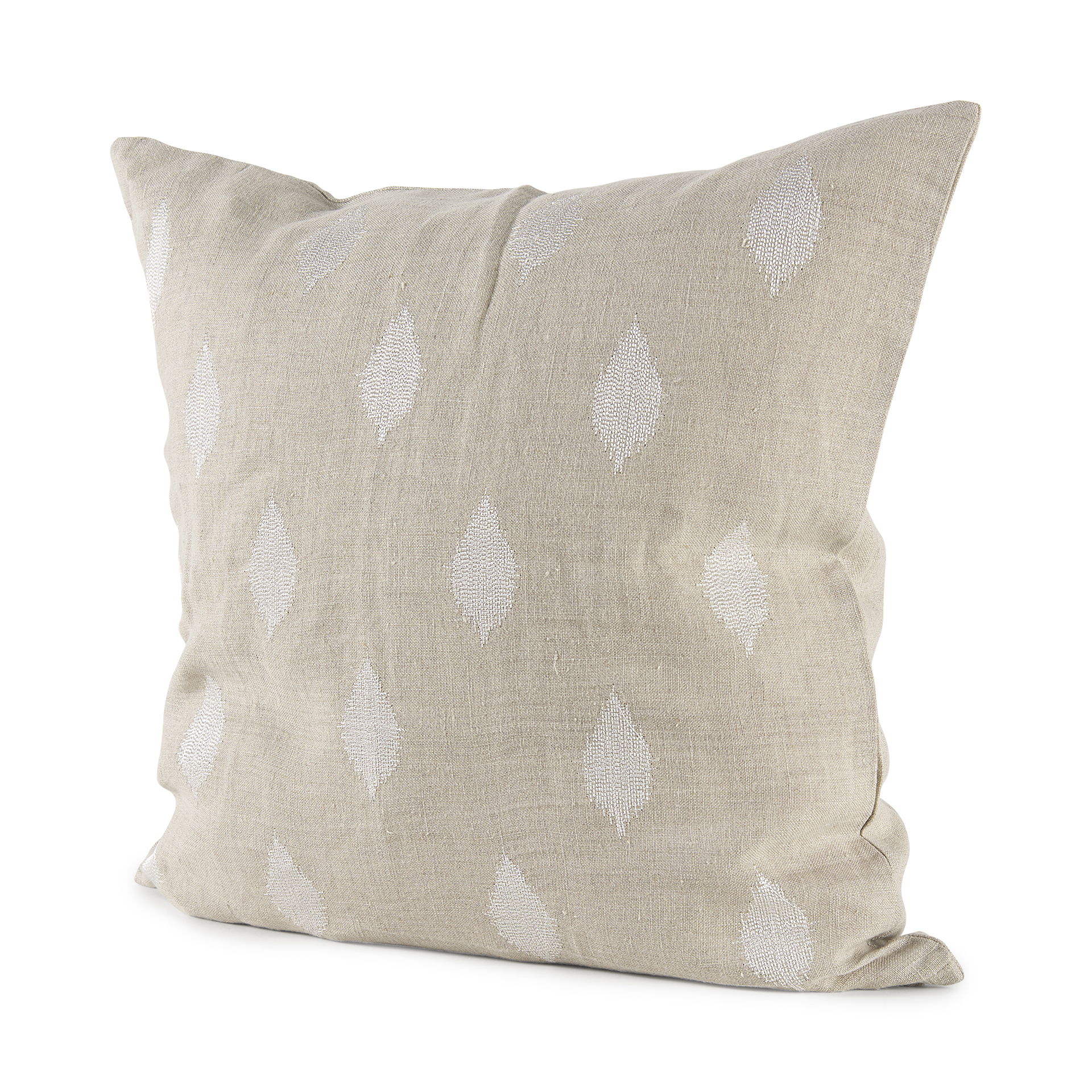 Enya 18L x 18W Beige and Cream Fabric Patterned Decorative Pillow Cover large image 