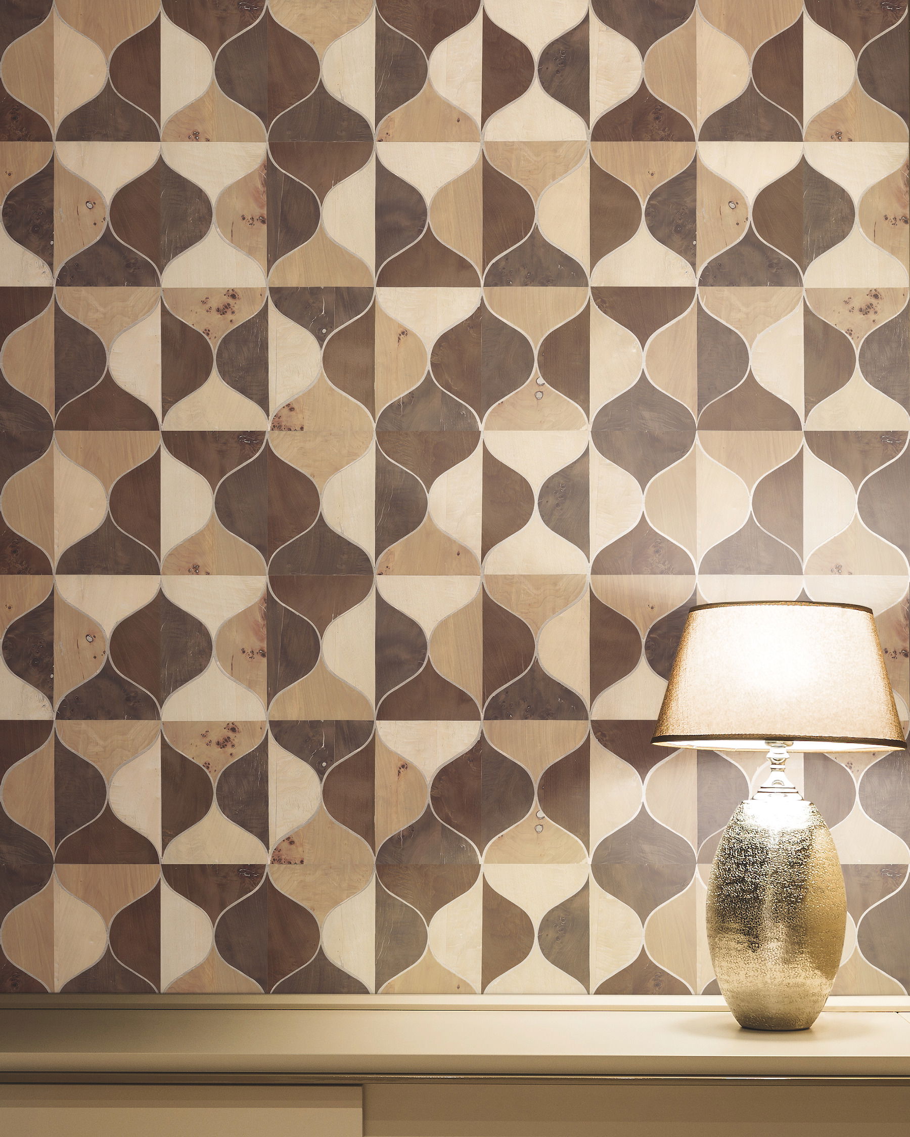 Burlwood Ogee Warm Neutral Wallpaper large image 