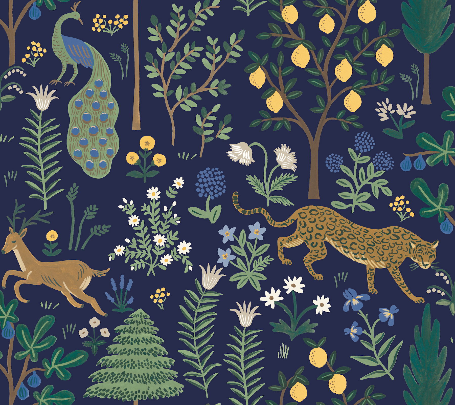 Menagerie Blue Peel & Stick Wallpaper large image 