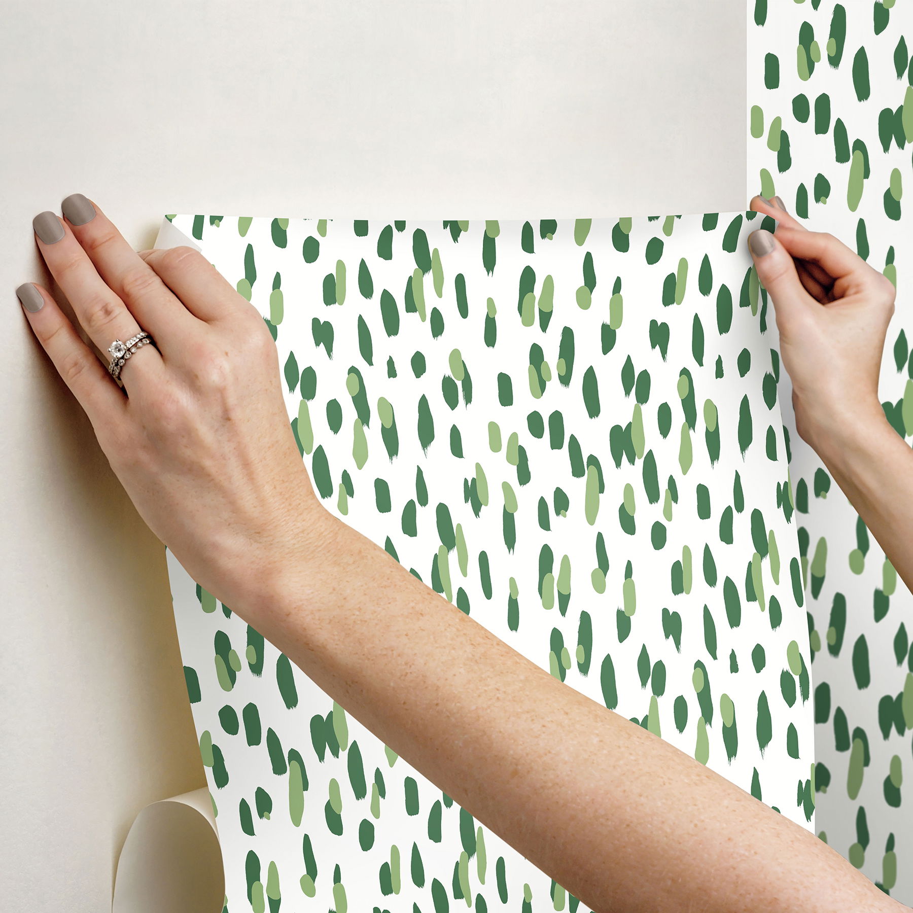 Club House Palm Green Peel & Stick Wallpaper large image 