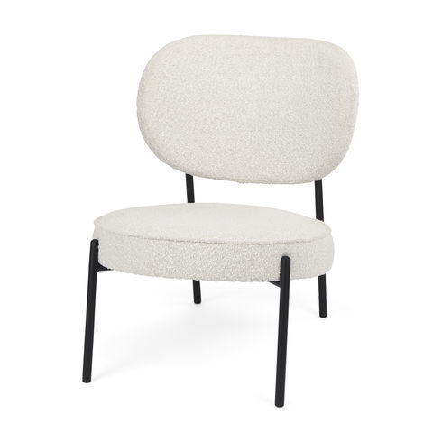 Amelia Cream Boucle with Black Metal Upholstered Accent Chair