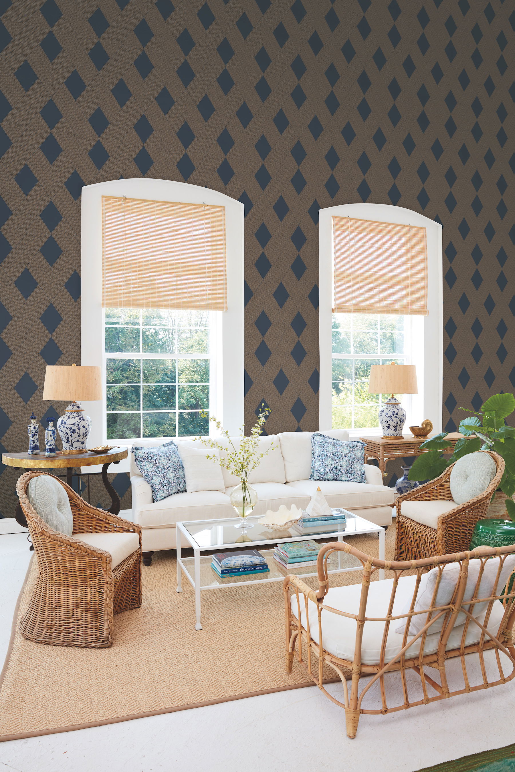 Beveled Edge Navy Wallpaper large image 