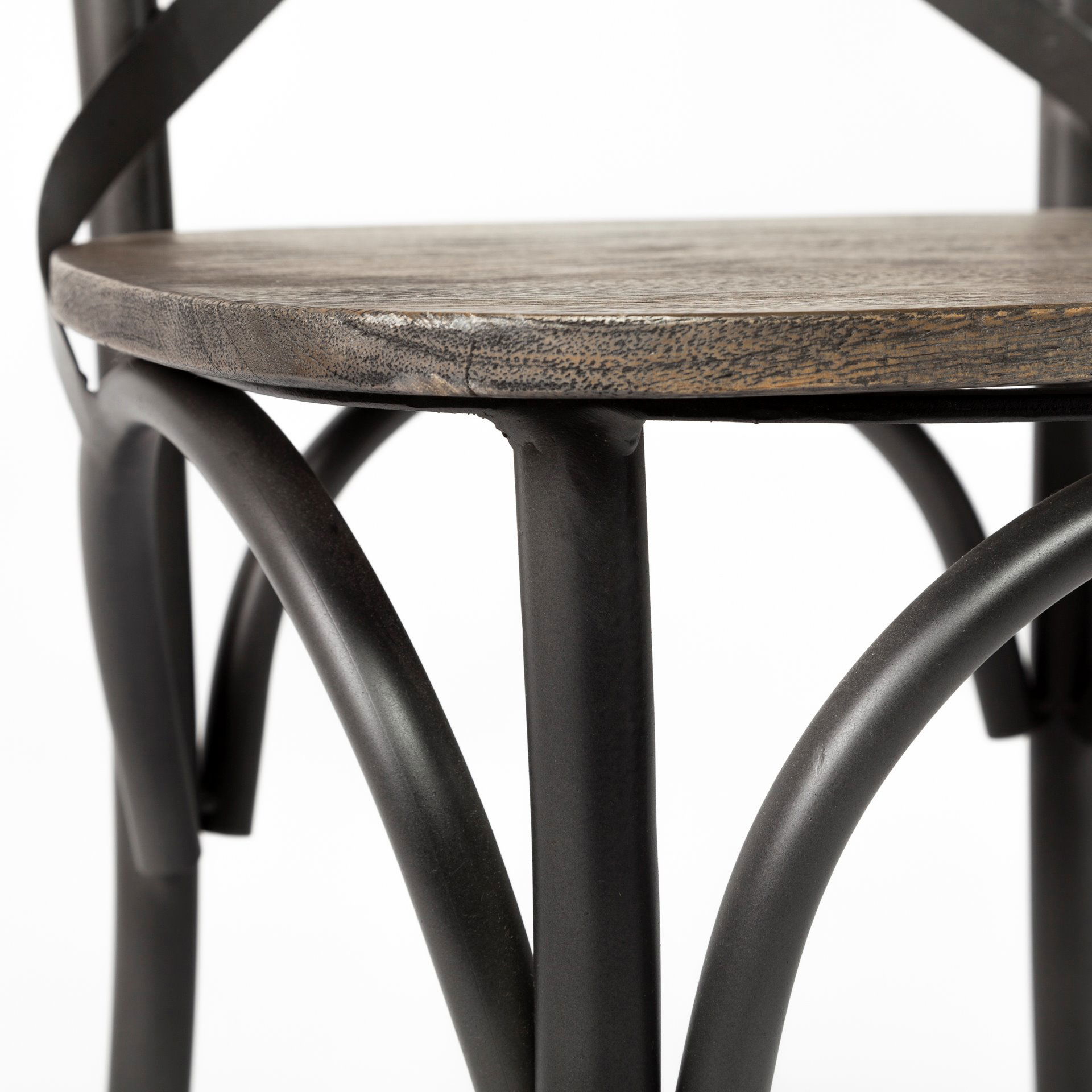 Etienne I Brown Solid Wood Seat Grey Iron Frame Dining Chair large image 