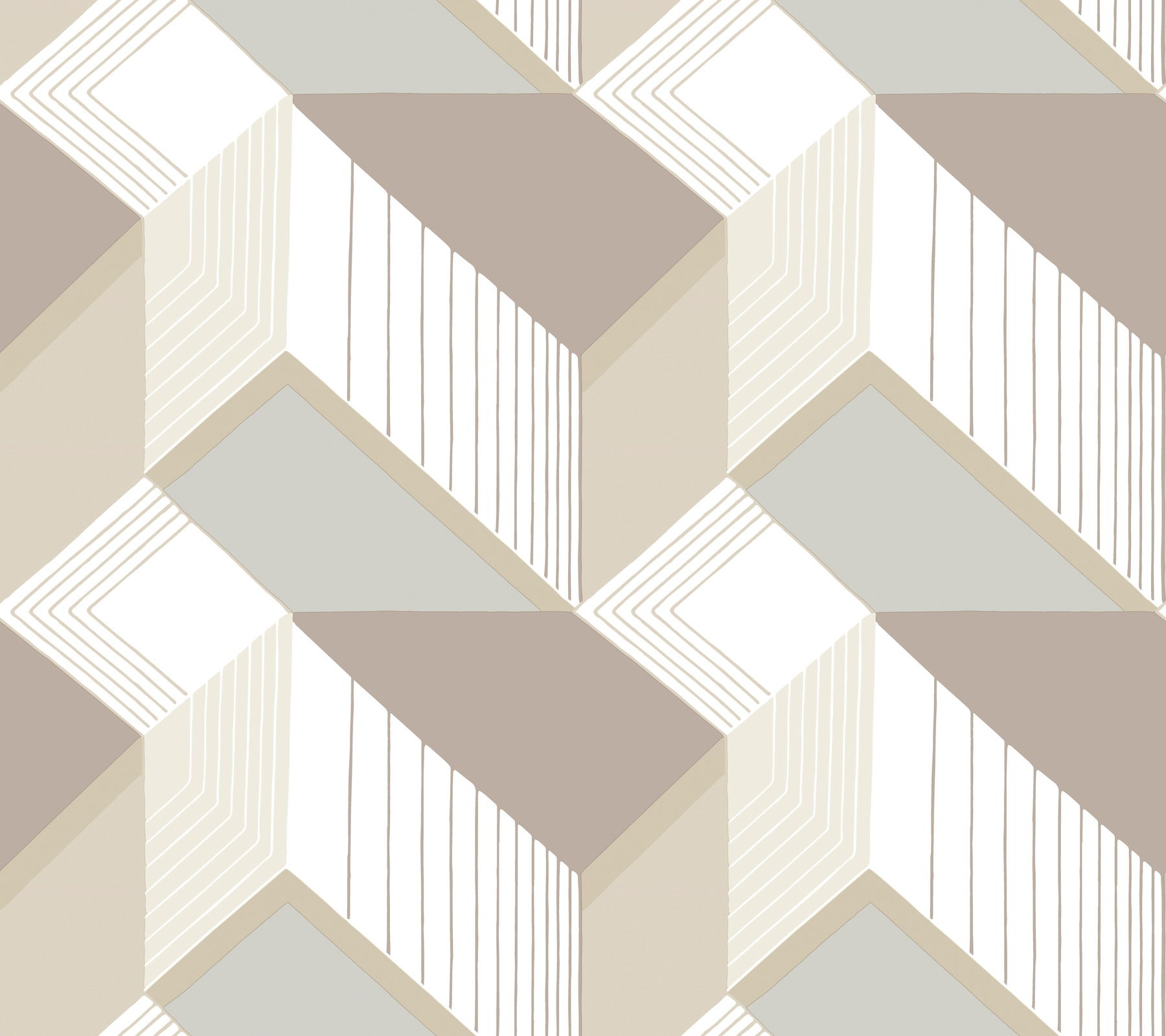 Graphic Geo Blocks White & Cream Wallpaper large image 