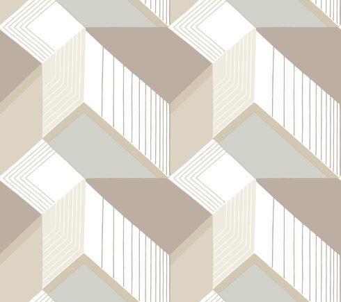Graphic Geo Blocks White & Cream Wallpaper