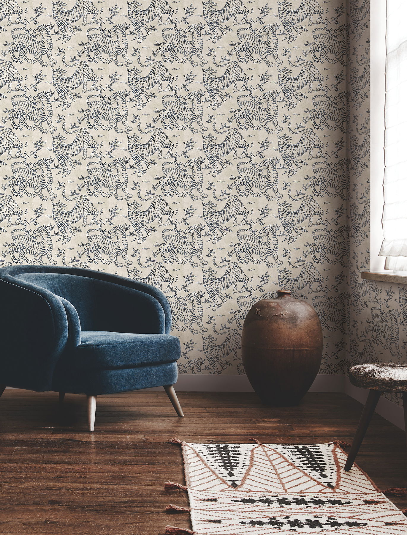 Orly Tigers Indigo Wallpaper large image 