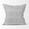 Jennelle 22x22 Cream with Indigo Print Linen Square Pillow Cover, Decorative Pillow by Mercana, 22" length x 22" width x 0.2" height thumbnail 3