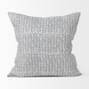 Jennelle Cream with Indigo Print Linen Square Decorative Pillow Cover, by Mercana, 22" length x 22" width x 0.2" height thumbnail 3