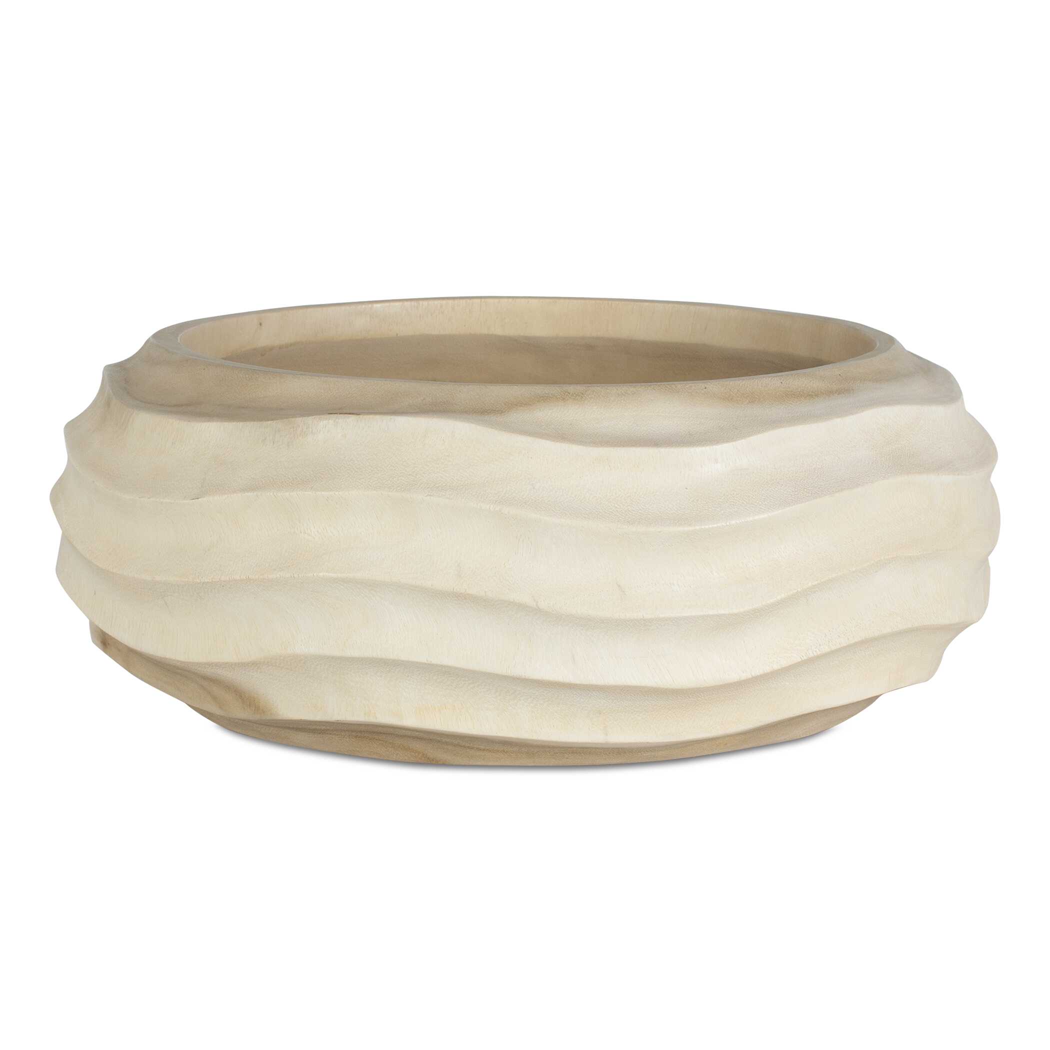 Waveform Bleached Wood Bowl, Decorative by Uttermost, 15.5" width x 5.85" height x 15.5" depth View 1
