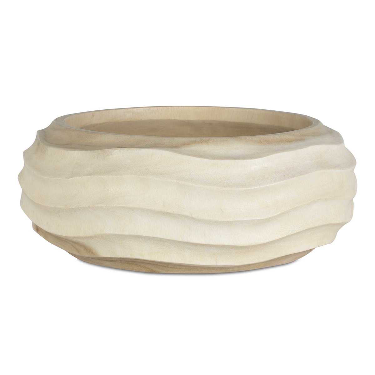 Waveform Bleached Wood Bowl, Decorative by Uttermost, 15.5" width x 5.85" height x 15.5" depth View 1