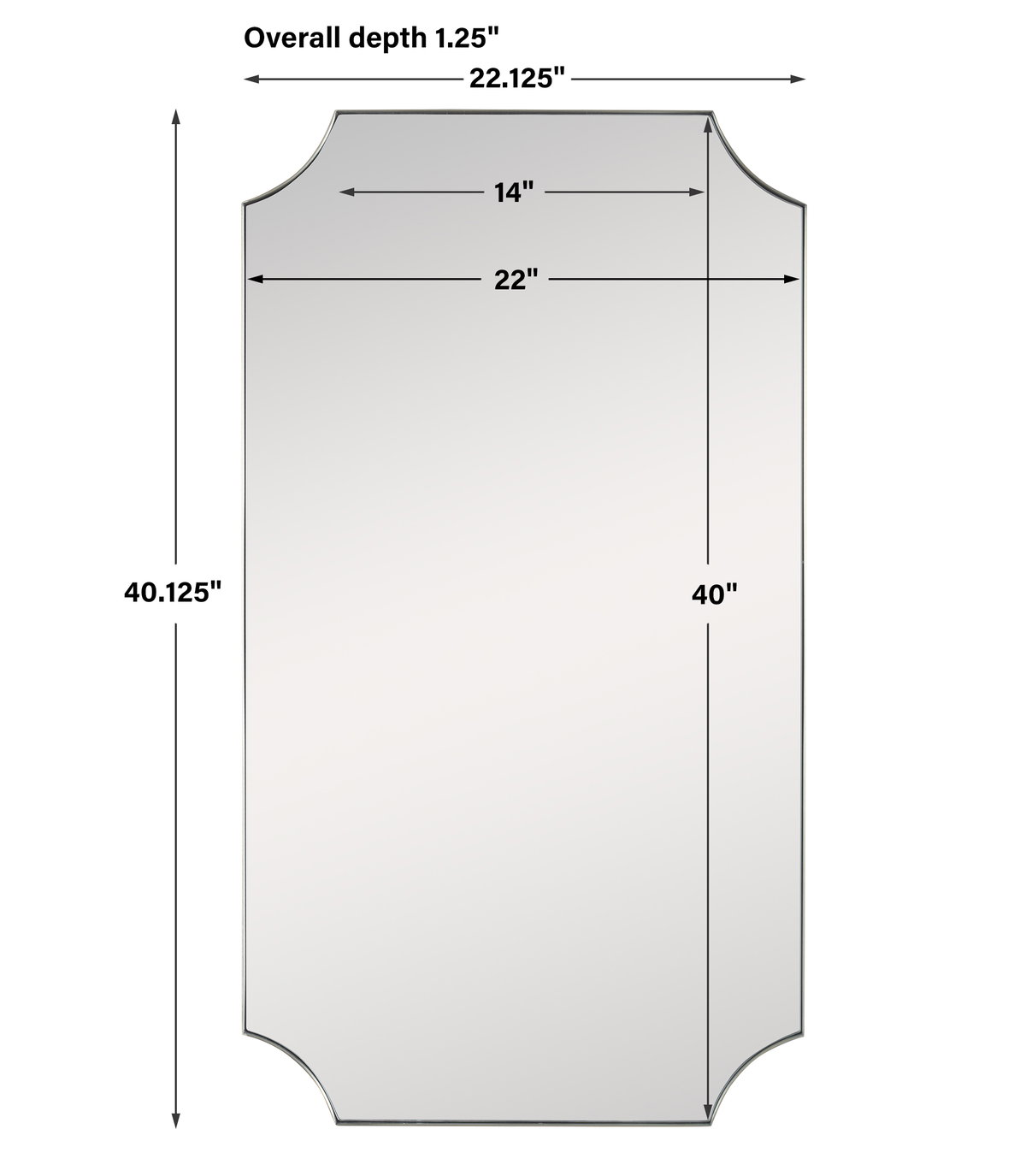 Lennox Brass Scalloped Corner Mirror, by Uttermost, 22.12" width x 40.12" height x 1.25" depth View 3