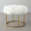 Stud PoufGold LeafWhite Fur, Seating by Global Views, 21.5" height thumbnail 1