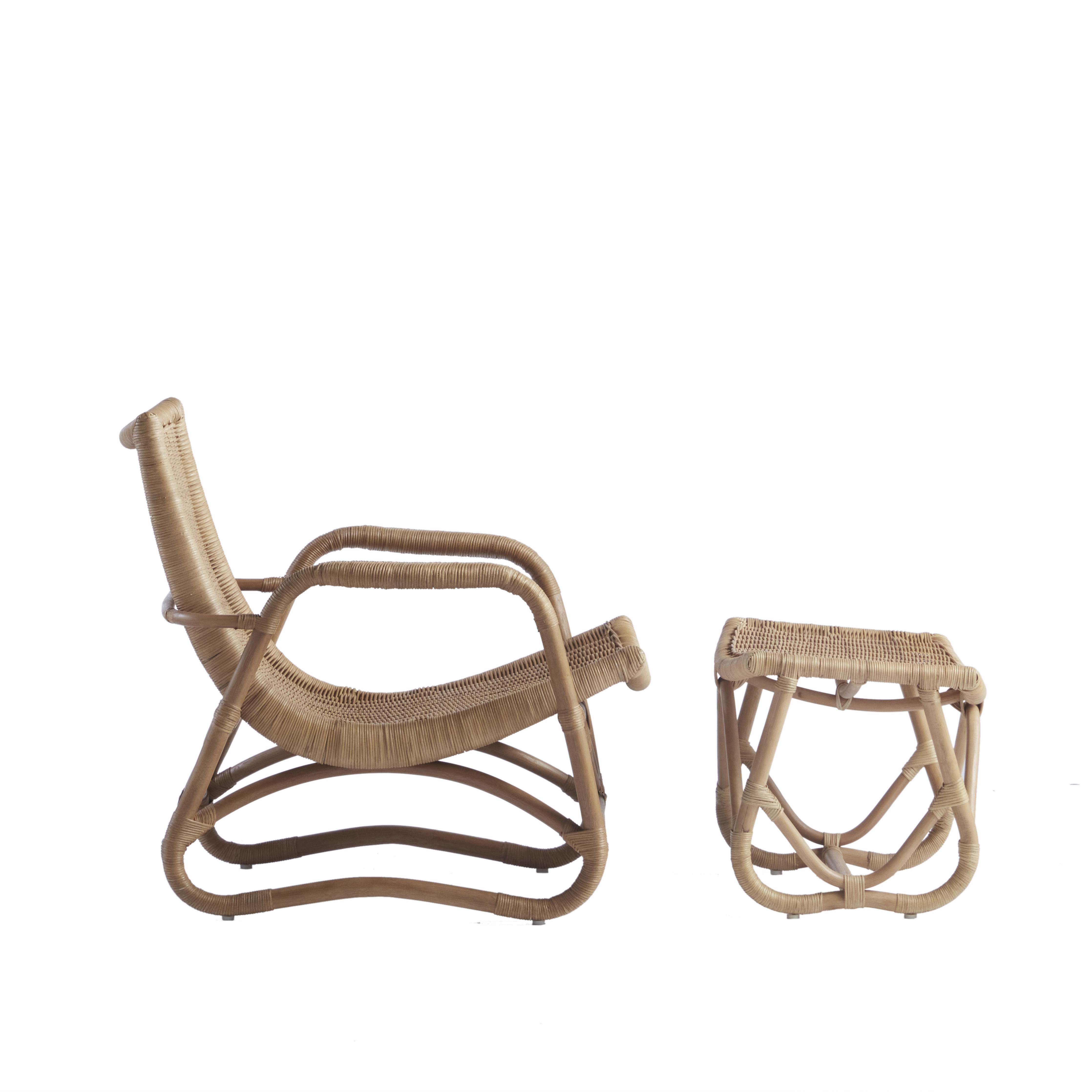 Bodega Wicker Lounge Chair + Ottoman in Mushroom large image 