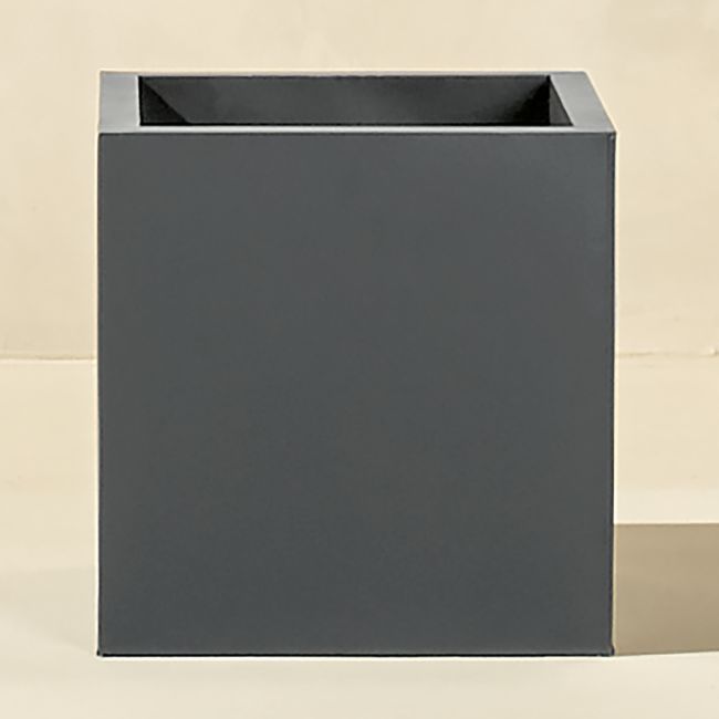 Online Designer Hallway/Entry Blox Large Square Galvanized Charcoal Planter