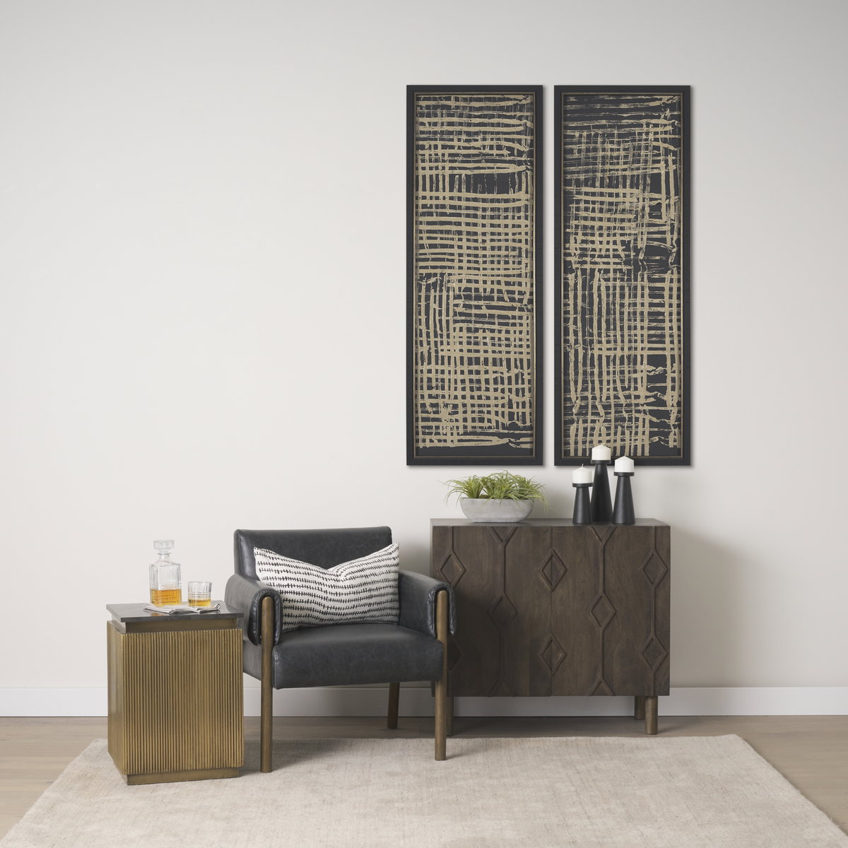 Satima Black Marble with Gold Metal Square Fluted Accent Table, Side & End Table by Mercana, 16" length x 16" width x 22" height View 2