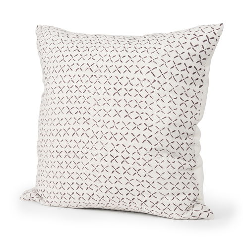Jayden Cream with Merlot Print Linen Square Decorative Pillow Cover