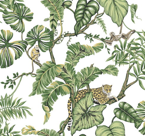Jungle Cat White Wallpaper
