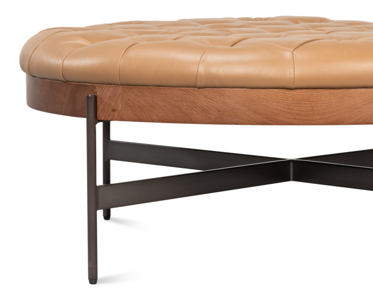Corbet Cocktail Ottoman  Caramel Brown, by Sarreid, 3'3" length x 3'3" width x 1'4" height View 6