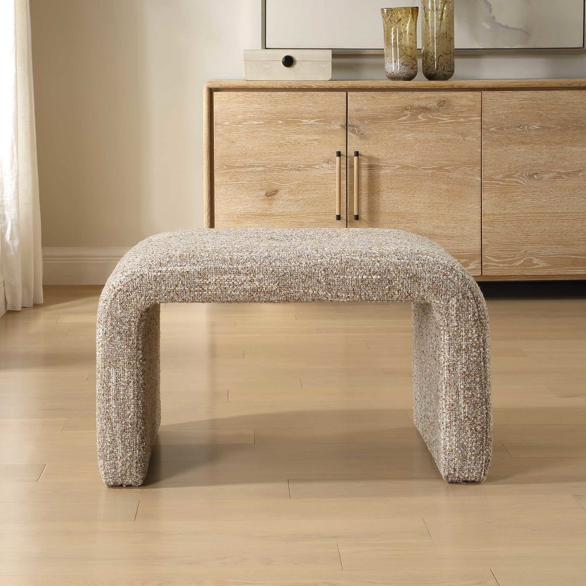 Leora Upholstered Modern Small Bench, Furniture by Uttermost, 30" width x 19" height x 21" depth View 2