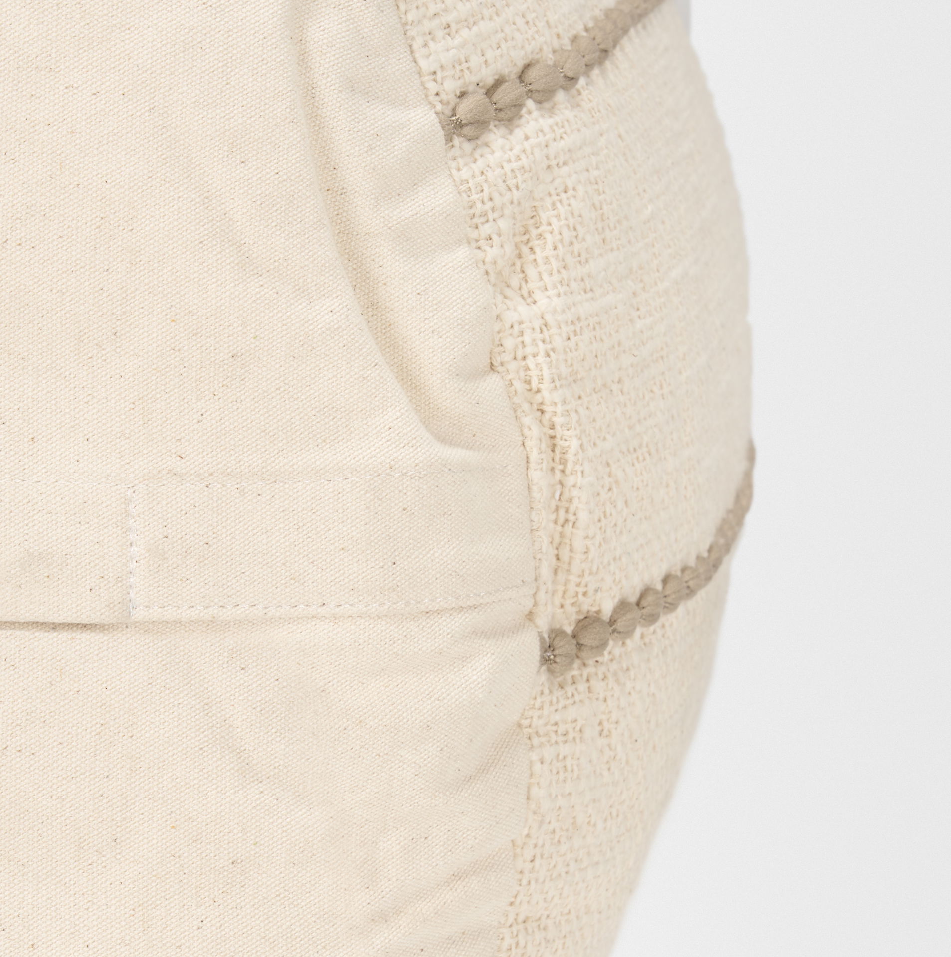 Sachi Beige with Stitching Pouf, Ottoman by Mercana, 18.25" length x 18.25" width x 18.25" height View 9