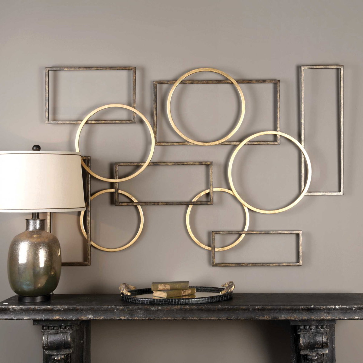 Elias Bronze And Gold Wall Art, by Uttermost, 40.37" width x 60.25" height x 2" depth View 2