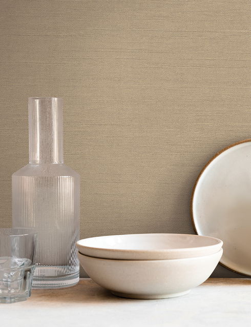 Shimmering Linen Light Caramel Wallpaper