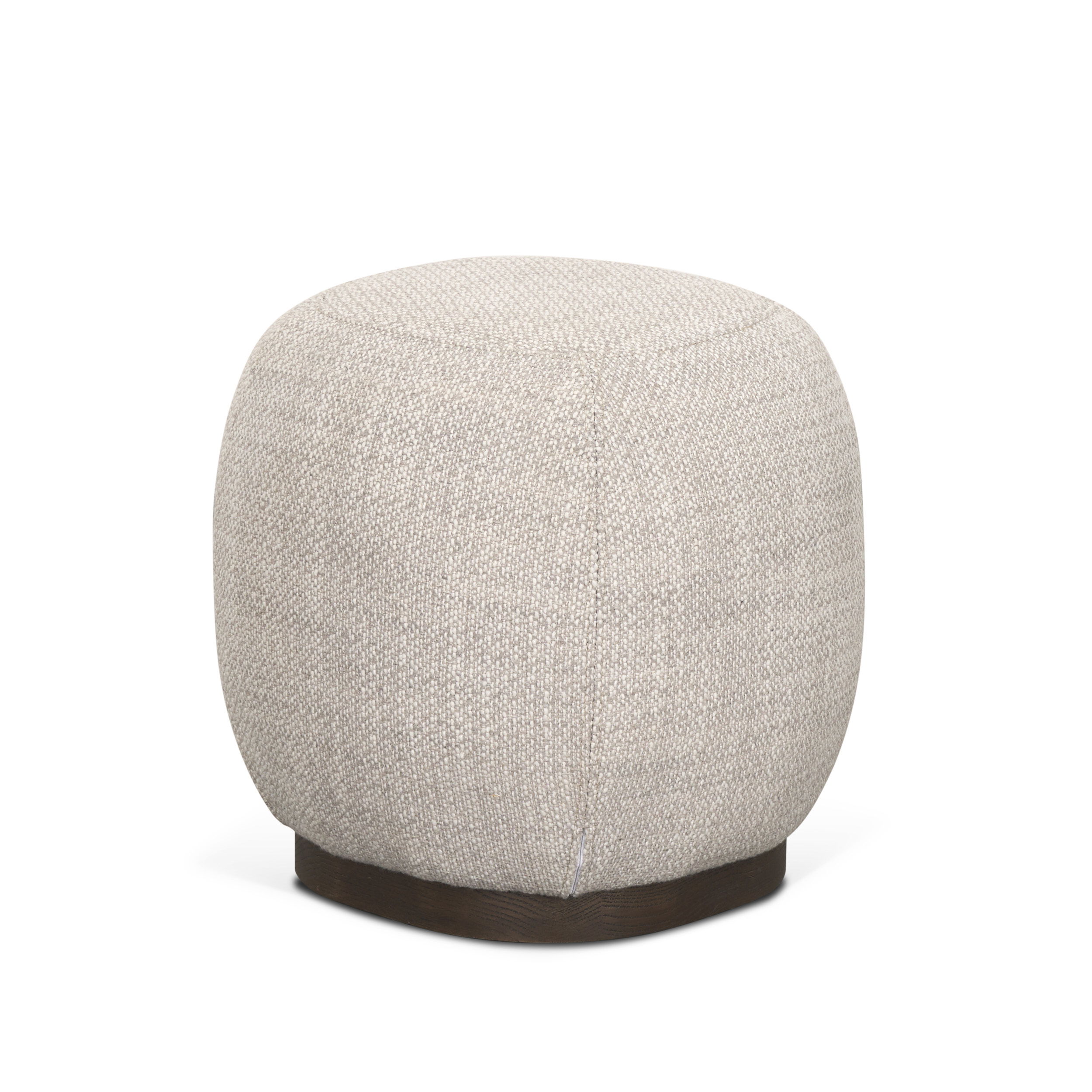 Siren Gray Fabric with Dark Brown Wood Round Accent Stool large image 