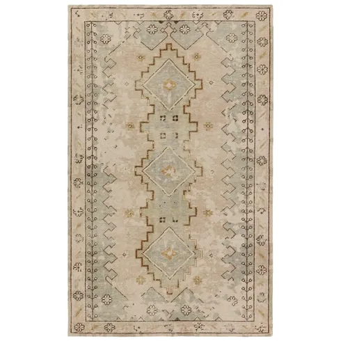 Jaipur Living Pathos KAI14 Handknotted Medallion Tan and Green Runner Rug (2