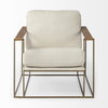 Watson Cream Fabric Wrap Gold Metal Frame Accent Chair, by Mercana, 30" length x 34.25" width x 29.13" height thumbnail 6
