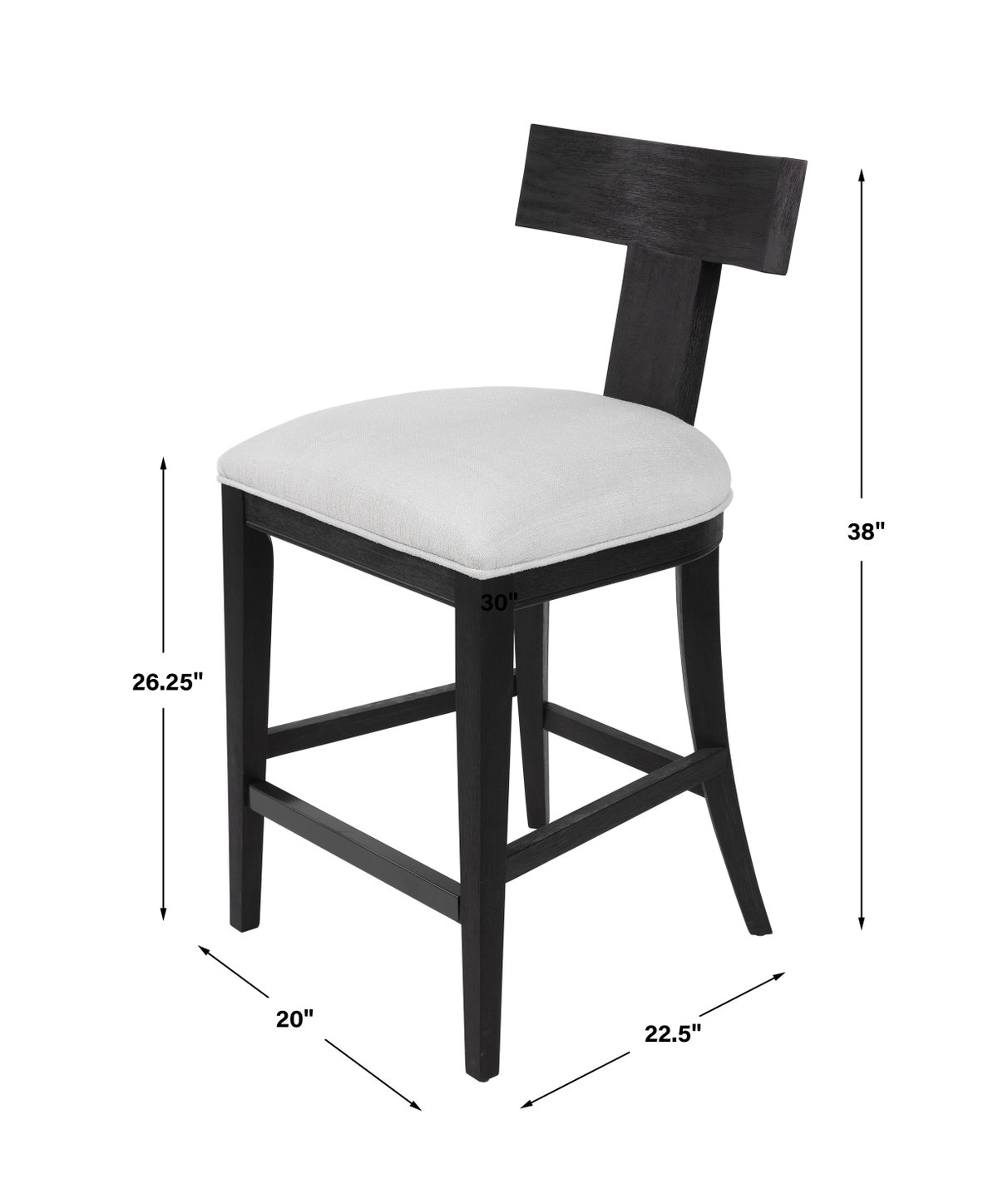 Idris Modern Wood Counter Stool, Counter & Bar Stool by Uttermost, 20" width x 38" height x 22.5" depth View 3
