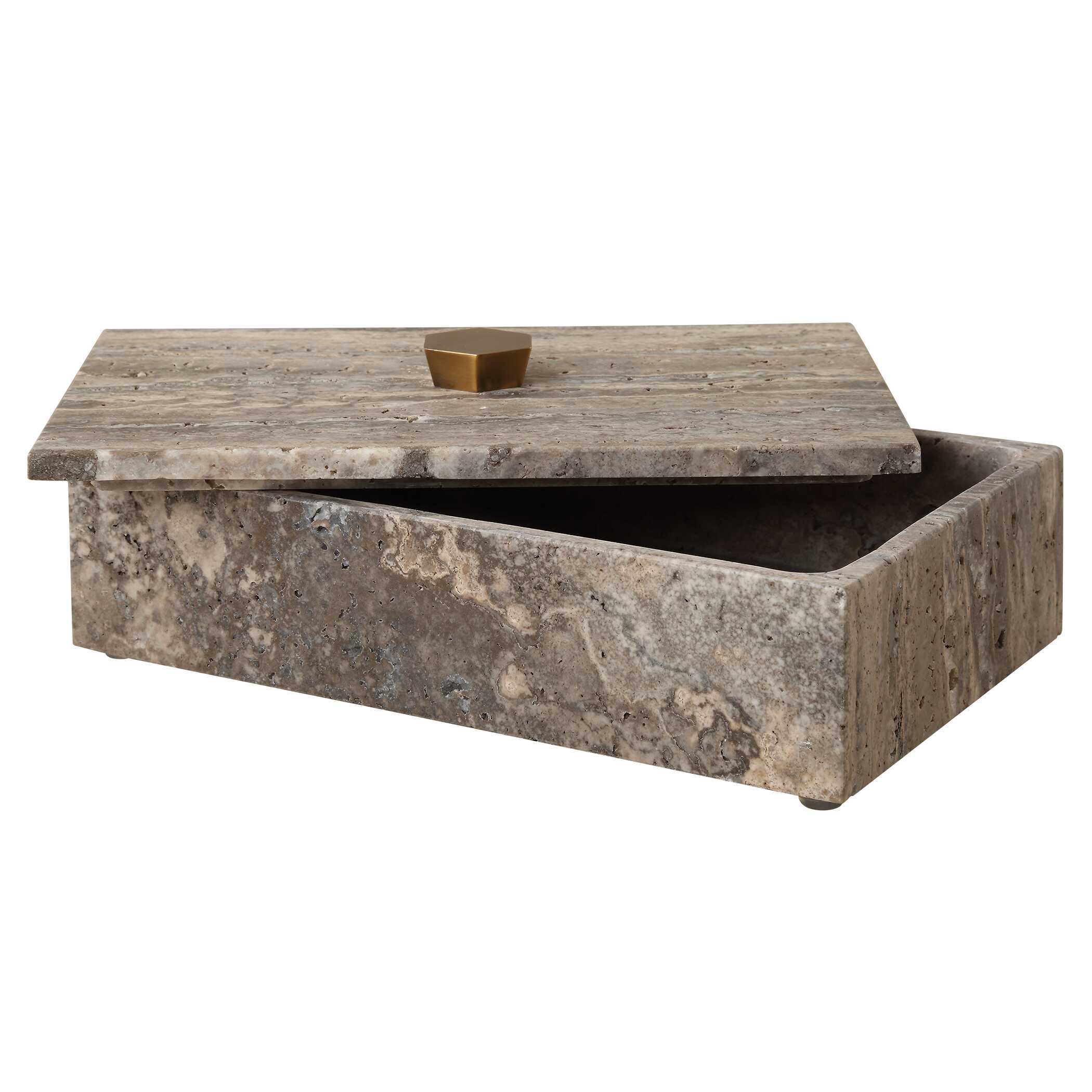 Griseus Travertine Stone Box, Decorative by Uttermost, 9.5" width x 2.75" height x 6" depth View 5