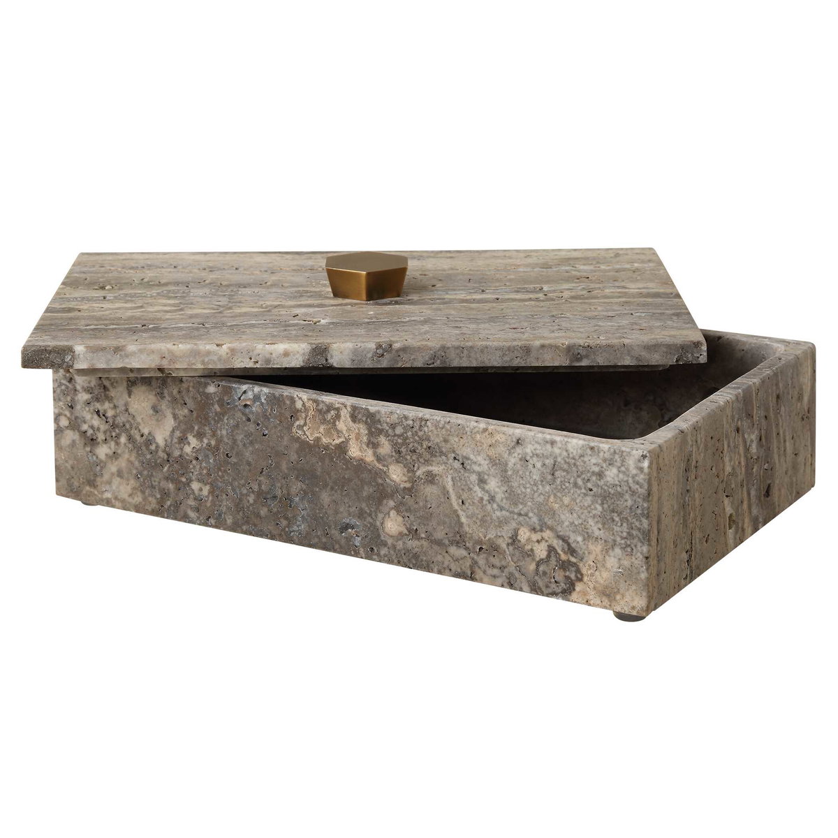 Griseus Travertine Stone Box, Decorative by Uttermost, 9.5" width x 2.75" height x 6" depth View 5