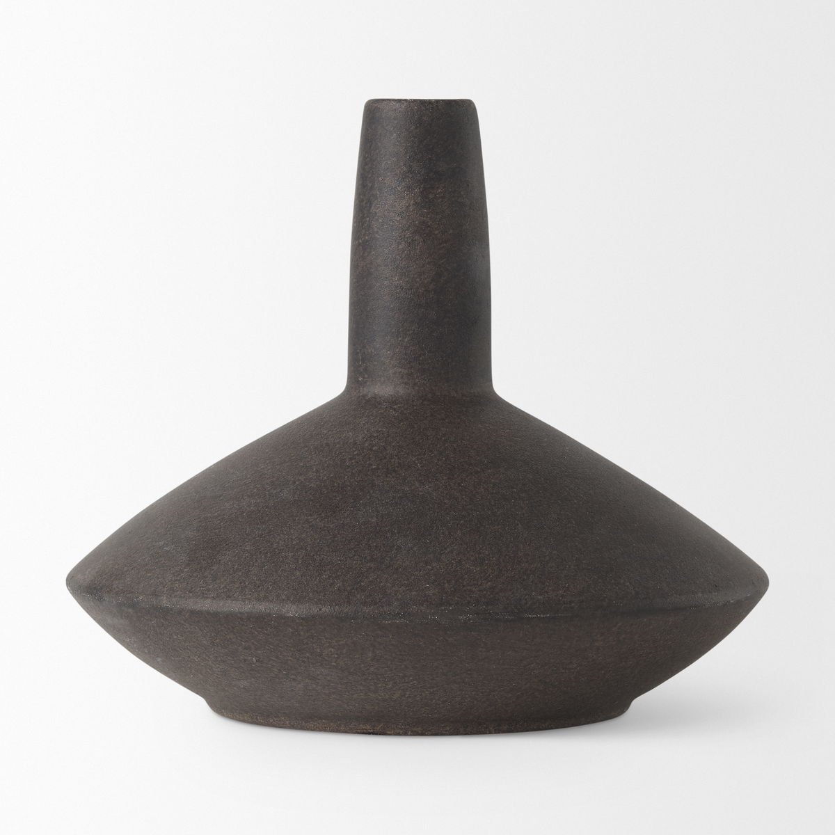 Rylee 6.9H Dark Brown Ceramic Vase, by Mercana, 7.87" length x 7.87" width x 6.89" height View 3