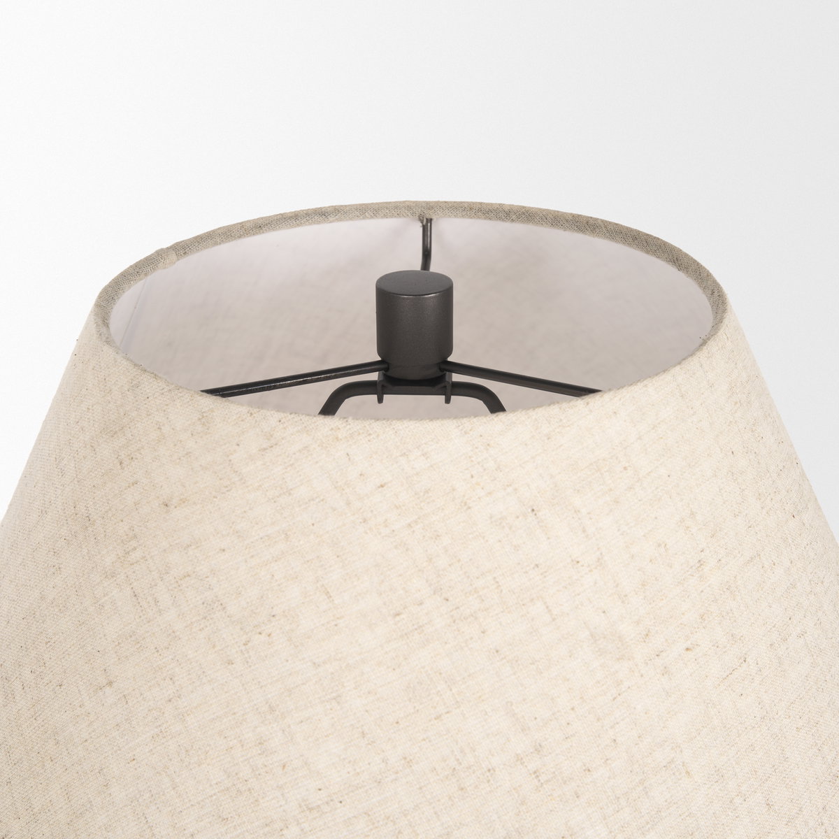 Salaah Black Brushed Metal with Beige Shade Table Lamp, by Mercana, 19.5" length x 19.5" width x 26" height View 7