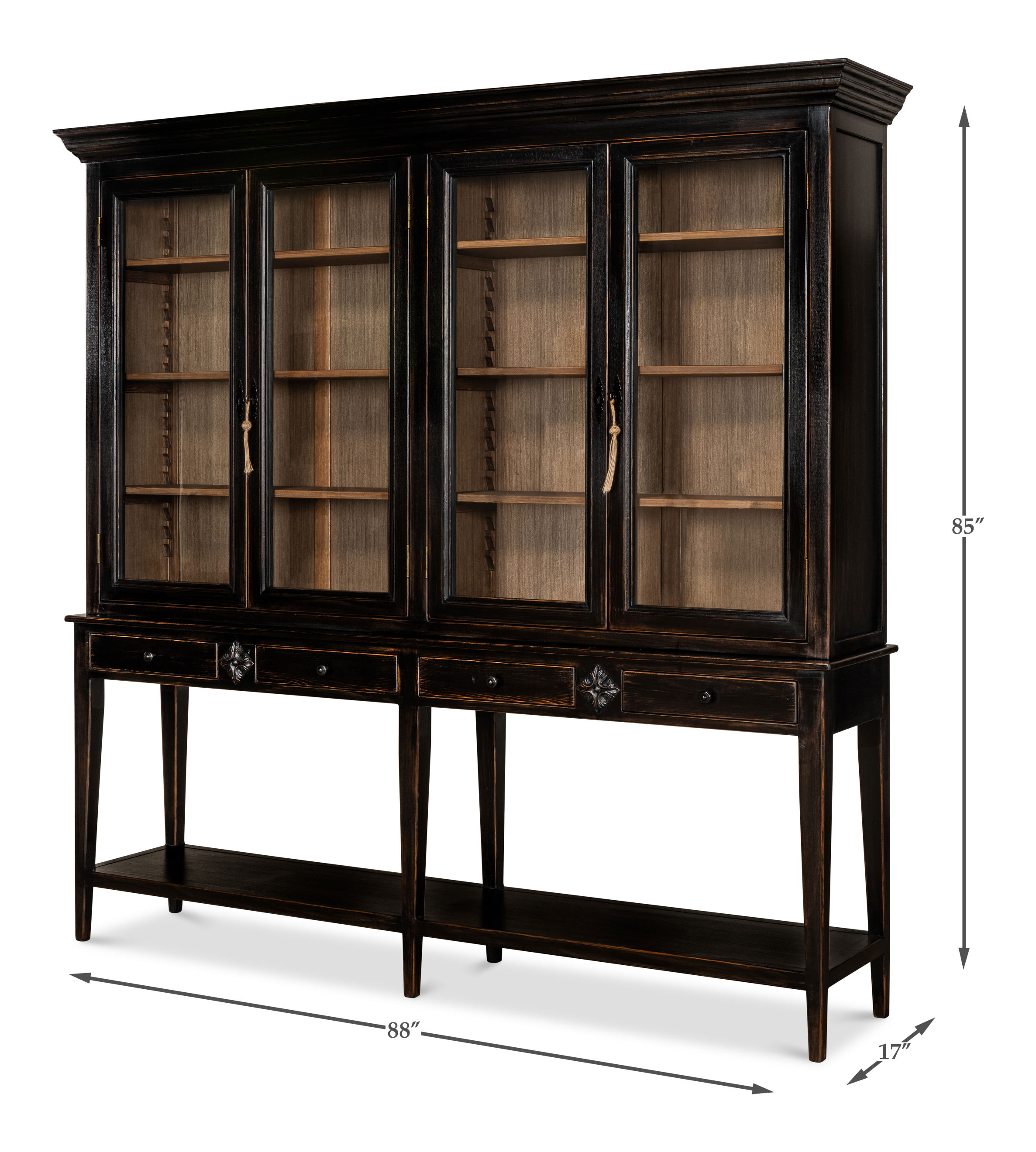 Beacon Hill Display Case, Ebony, Shelving & Bookcase by Sarreid, 88" length x 17" width x 85" height View 13