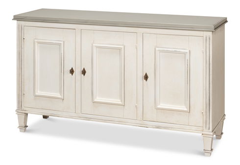 Louis Xvi Buffet,White/White,Gray Quartz